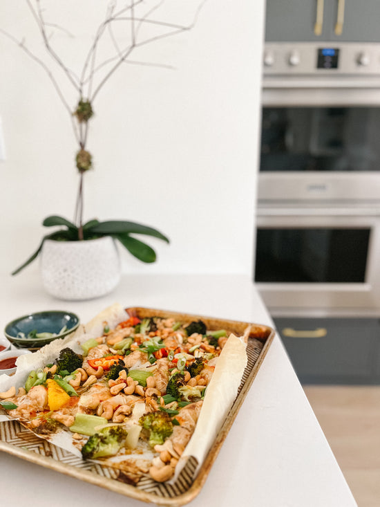*Fresh* Sweet Chili Cashew Chicken Sheet Pan