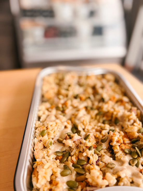 Creamy Tahini & Chickpea Bake