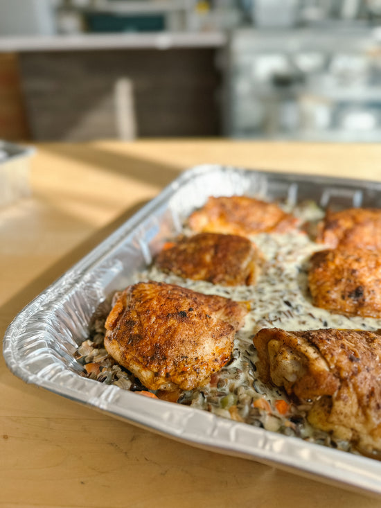 Roasted Chicken with Creamy Wild Rice